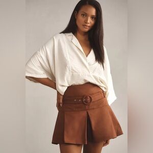 Anthropologie Maeve Skort Womens 4
Brown High Rise Belted New Pleated Mini